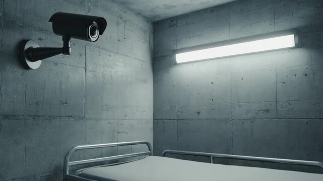 Security camera in a prison cell.