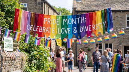 Naklejka premium Pride Month, LGBTQ+, Rainbow Flag, Equality, Love is Love, Pride Parade, LGBTQ+ Rights, Gay Pride, Transgender, Pride Celebration, Love, Inclusivity, LGBTQ+ Community, Gender Equality, LGBTQ+ Pride, S