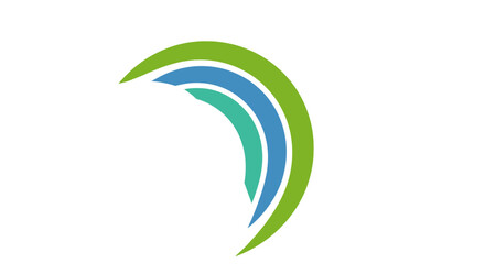 Fototapeta premium Abstract curved lines in green and blue hues.