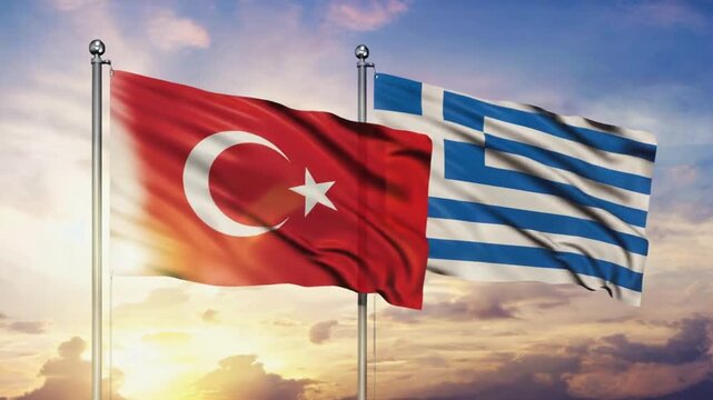 Flag of Greece and T&uuml;rkiye.