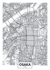 Obraz premium City map Osaka, detailed urban planning travel vector poster design