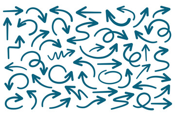 Hand Drawn Arrow Doodles Set with Curved, Scribble and Directional Arrows