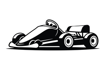 Obraz premium go kart silhouette line art vector illustration with a white background