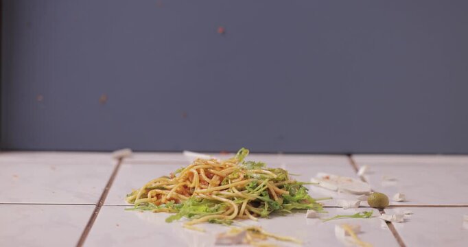 Pasta dish hitting the floor breaking