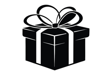 Obraz premium gift box silhouette line art vector illustration with a white background
