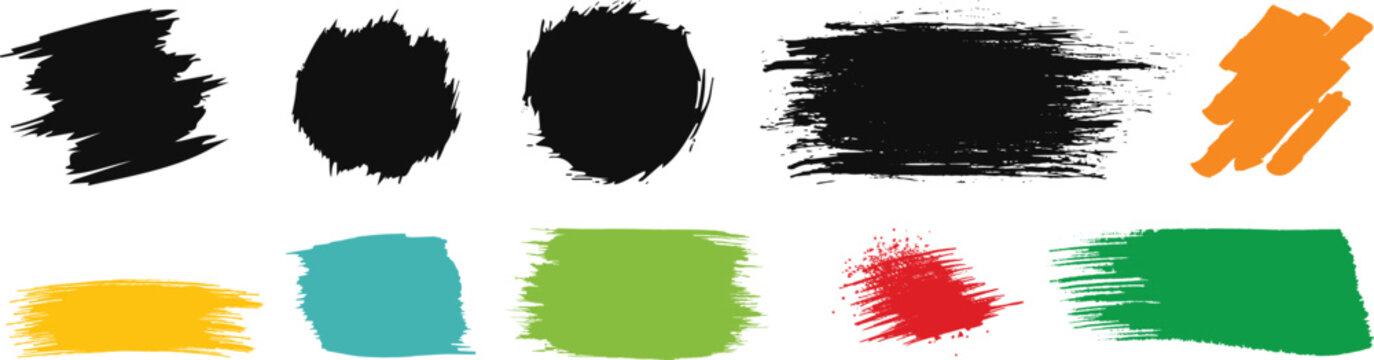 Paint Strokes using a thick brushPaint brush set of bursh Black Paint Strokes using a thick brushSet of vector paint brush stroke.Set of paint brush, ink brush, grungy brushes strokes. Brush stroke
