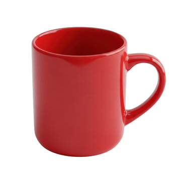 Bright red coffee mug isolated on transparent background