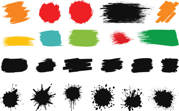 Paint Strokes using a thick brushPaint brush set of bursh Black Paint Strokes using a thick brushSet of vector paint brush stroke.Set of paint brush, ink brush, grungy brushes strokes. Brush stroke