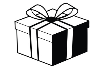 Obraz premium gift box silhouette line art vector illustration with a white background