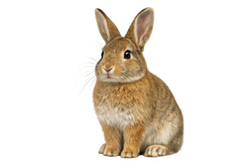 Obraz premium Cute brown domestic bunny sitting, a furry pet or wild animal symbolizing spring, easter, and nature, transparent background