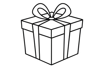 Obraz premium gift box silhouette line art vector illustration with a white background