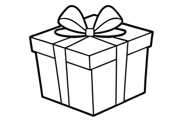 Obraz premium gift box silhouette line art vector illustration with a white background
