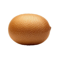 Whole kiwi fruit with textured skin on transparent background