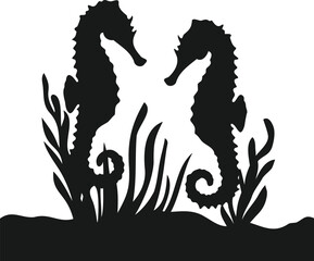 Seahorse silhouette, Seahorse outline,  Seahorse icon, Seahorse figure, Seahorse graphic, Seahorse cutout, Seahorse animal,