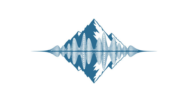 Abstract mountain range with sound wave reflection.