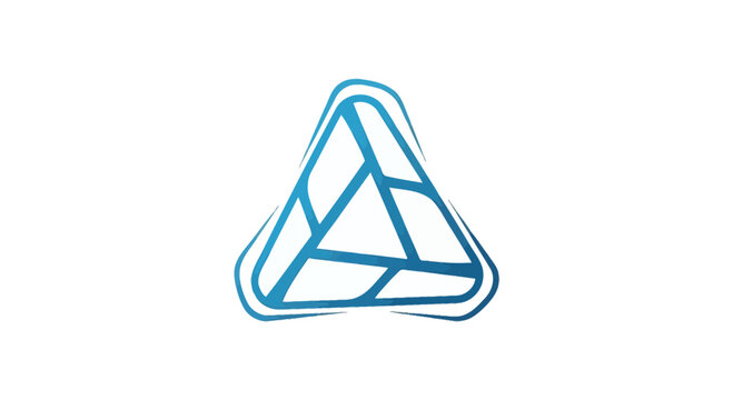 Abstract geometric triangle logo design in blue and white.