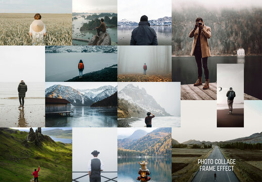 Photo Collage Frame Effect Mockup