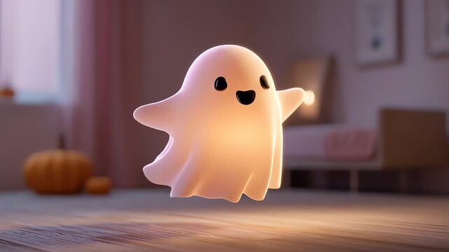 Smiling Ghost Lamp on Table Top.
