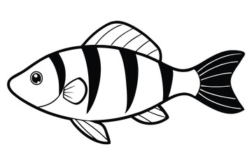 fish silhouette line art vector illustration with a white background © pipp99