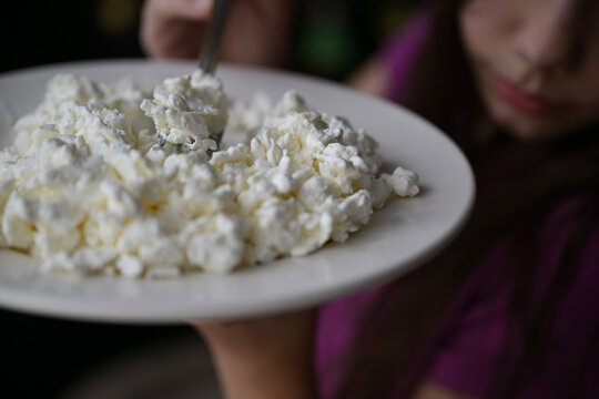Cottage cheese. Cheese. Healthy food. Food for children. Breakfast. Cheese plate.