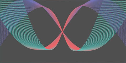 Illustration colorful neon line glow  on black background. futuristic particle wave abstract background.