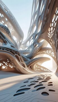 Parametric Futurism Architecture with Organic Algorithmic Fluid Forms