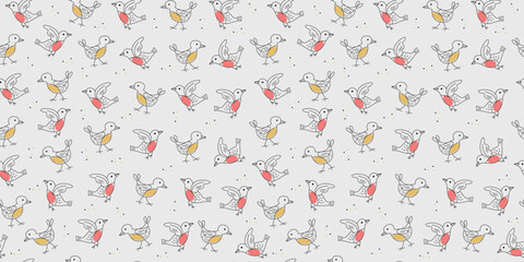 Abstract birds. Seamless pattern. Cute multicolored animals, background.