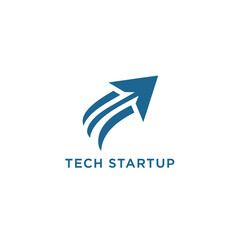 Obraz premium Tech startup logo concept with upward arrow symbolizing innovation and progress