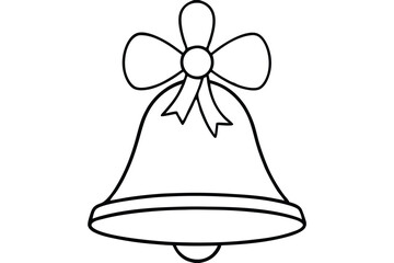 christmas bell silhouette line art vector illustration with a white background