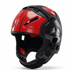 Professional Red and Black Wrestling Ear Guard Protective Headgear Mockup for High School and Collegiate Wrestling Safety Gear Branding