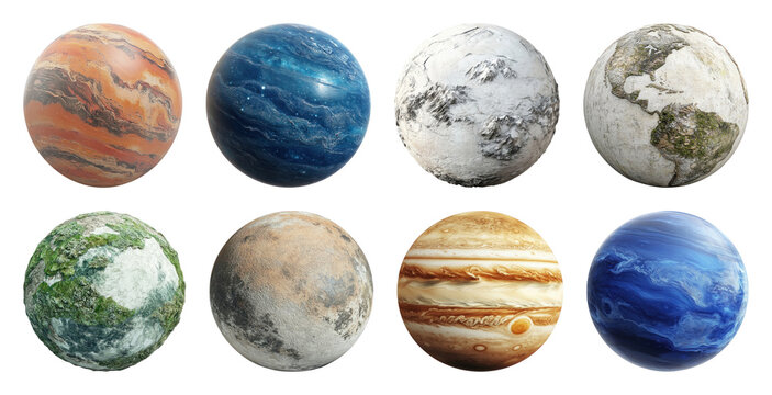 PNG Colorful planets in space, transparent background