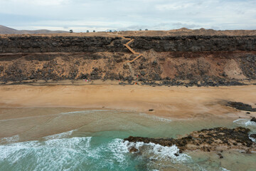 Aerial View of Playa de las Escaleras in Fuerteventura, Canary Islands
