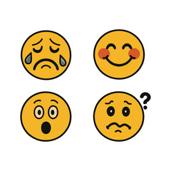 Naklejka premium Set of emotional face expressions and emojis