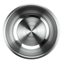 Shiny, metallic bowl with concentric circular patterns and a reflective surface