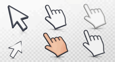 Obraz premium Collection of Computer Mouse Cursors and Hand Pointers for Interface Design and Web Applications