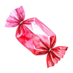 Candy Delight: A close-up view of a single, elegantly wrapped candy, its translucent wrapper creating a play of light and shadow, suggesting a sweet treat.