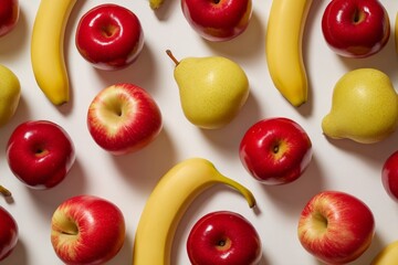 Colorful Fruits in Repeating Pattern on Flat Surface