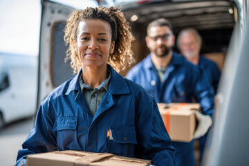 Smiling Delivery Workers with Packages
