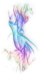 Holographic smoke effect png isolated on transparent background. Iridescent colorful vapor swirl with rainbow light and futuristic abstract look