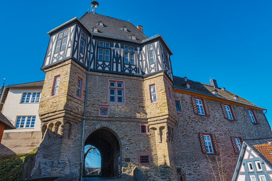 The historic Chancellery Gate in the old town of Idstein in the Taunus region