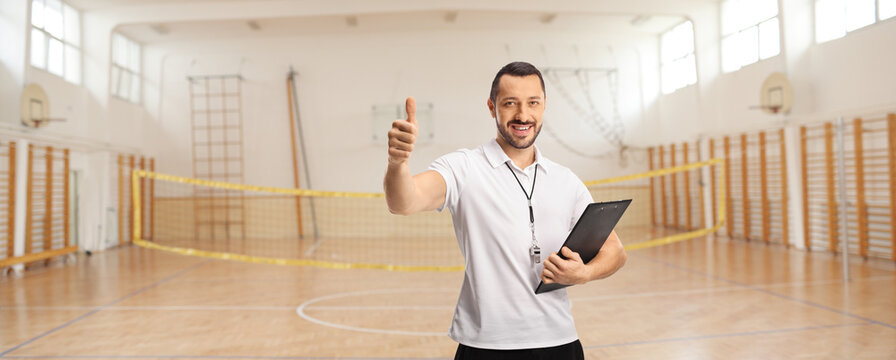 PE teacher in a school sports hall