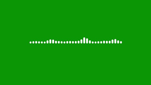 Modern audio waveform animation, smooth white sound wave spectrum loop, stylish music frequency visualizer for voice recording, youtube, podcast use on green background ultra hd. 4k video