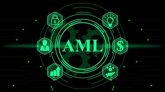 AML Concept with Icons and Gears anti-money laundering