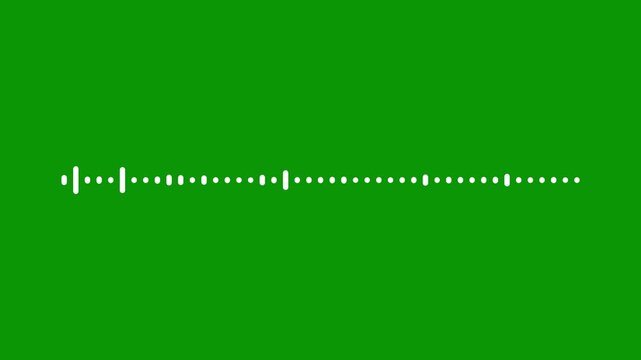 animated sound wave visualization loop, white audio frequency line motion, creative music waveform for podcast intro, voice recording, audio branding, smooth sound visualizer on green screen. 4k video