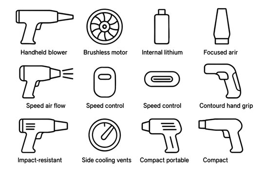 Vector dial socket blower icon air cooling outlet portable nozzle motor tactile