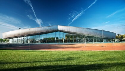 Naklejka premium modern sports complex with a glass facade