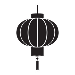 Traditional Chinese Lantern Icon &ndash; Hanging Paper Lantern Silhouette Symbol for Asian Festival and Decoration