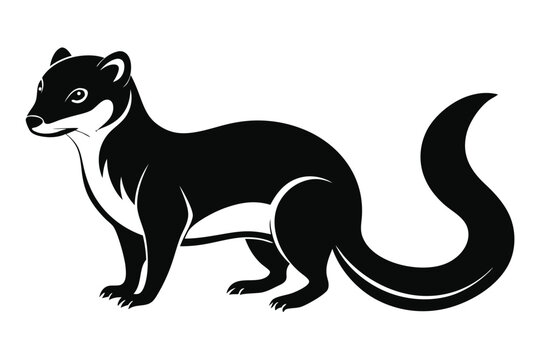 mongoose silhouette line art vector illustration with a white background