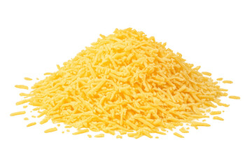 Obraz premium Grated cheddar cheese pile on transparent background, a healthy dairy ingredient for cooking and baking food