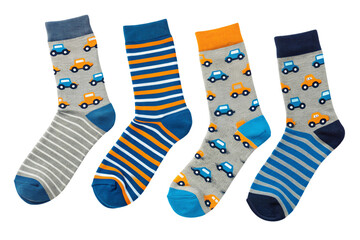 ollection of colorful socks icons with different ornaments isolated on white background.